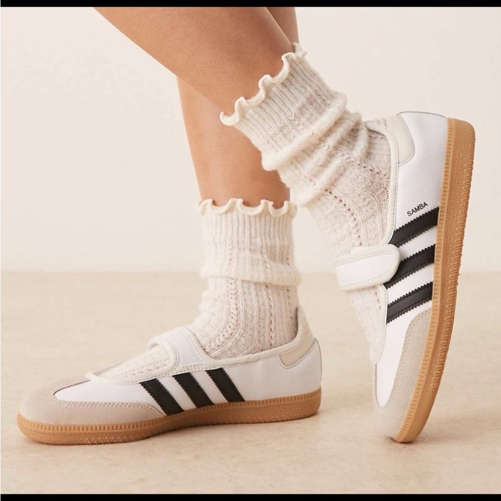 adidas | Shoes | Adidas Samba Mary Jane White Black Tan Sneakers Size 9 |  Poshmark
